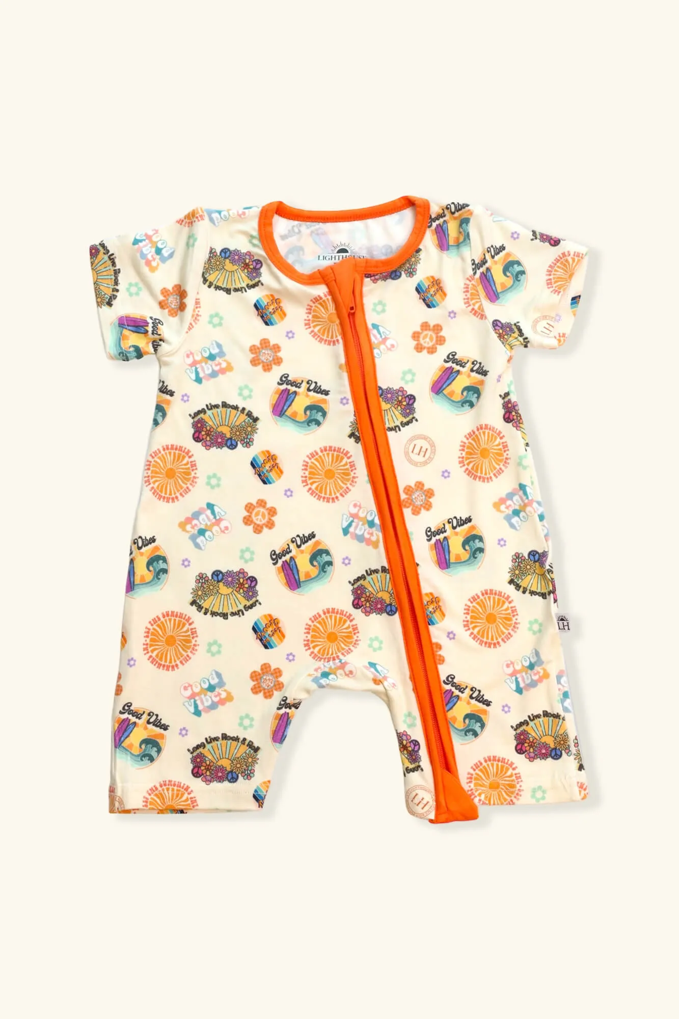 𝐒𝐀𝐋𝐄! 𝟓𝟎% 𝐎𝐅𝐅! Bamboo Baby Pajamas - Double Zipper - Shorties - Good Vibes