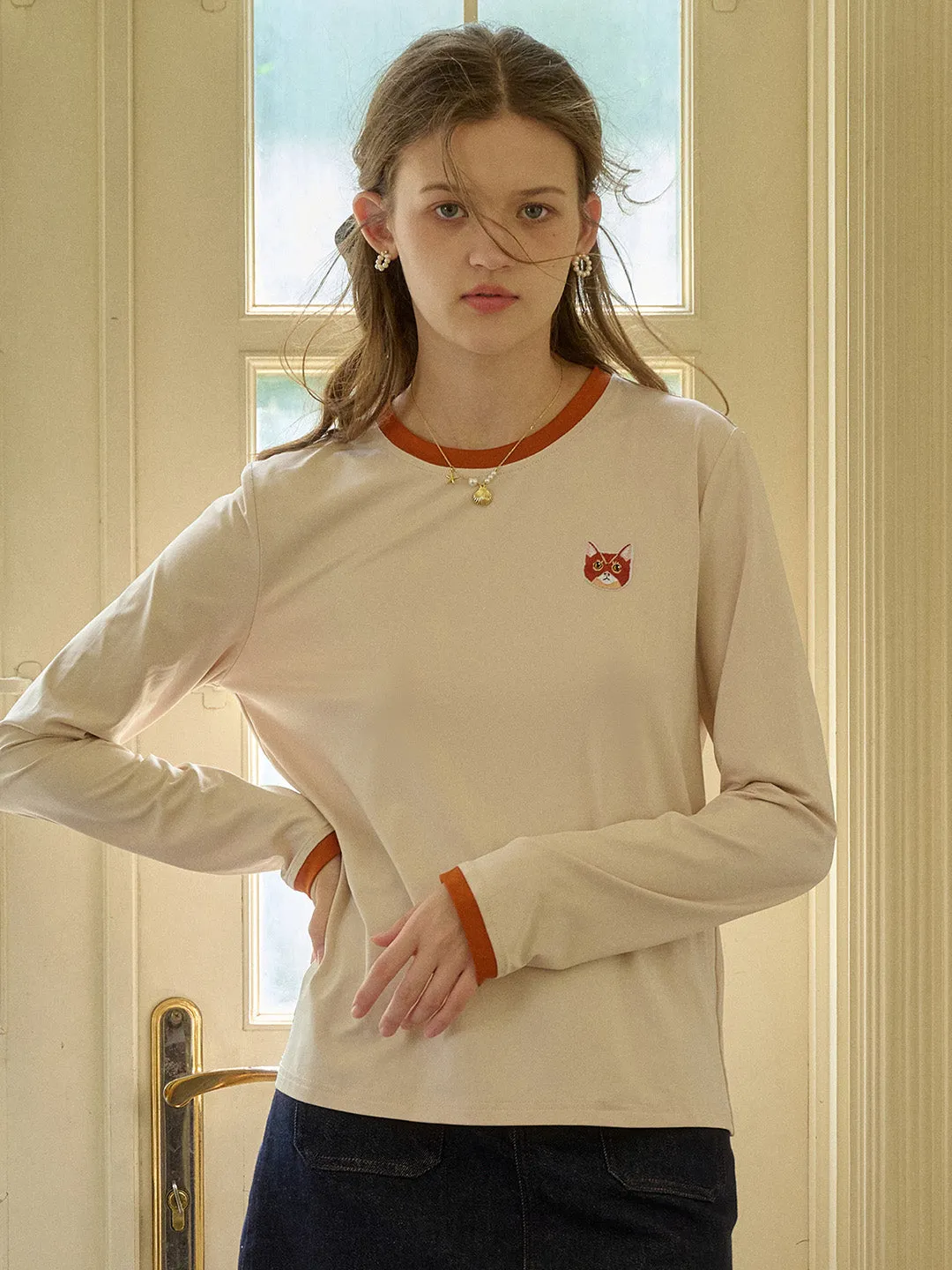 LightweightTexture AntiOdorTreatment ?? Final Sale??Natalie Custom Knit Color-Block Round Neck T-Shirt