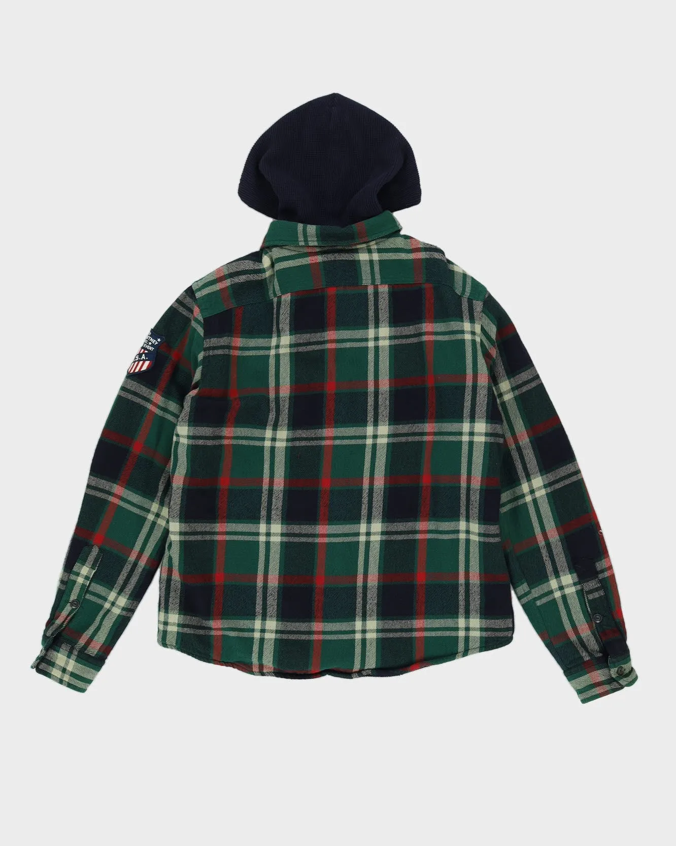 00s Ralph Lauren Green Padded Hooded Shirt - L