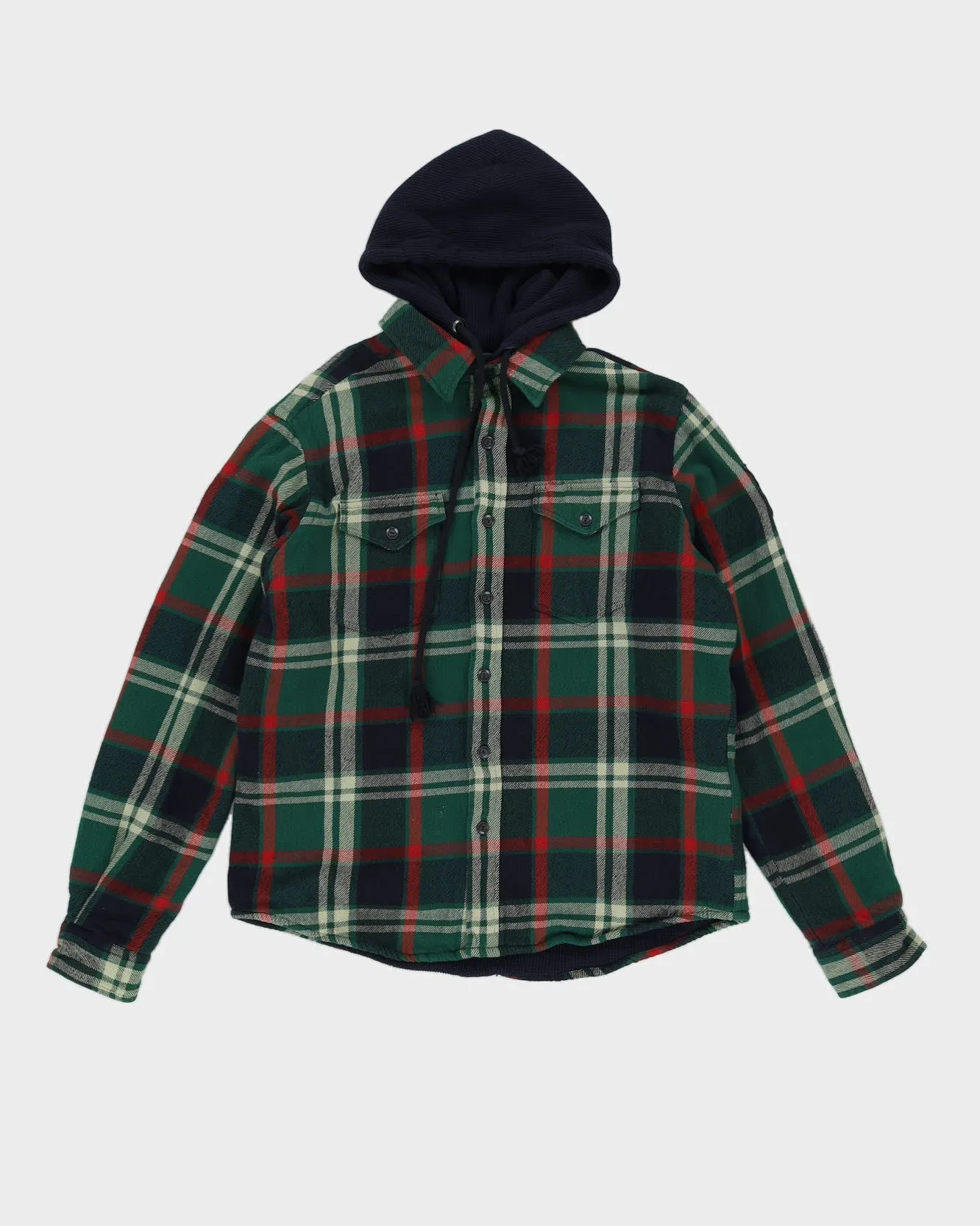 00s Ralph Lauren Green Padded Hooded Shirt - L