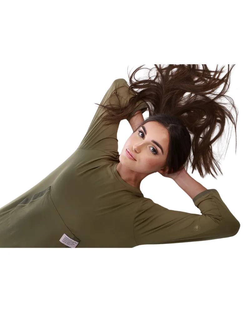 0175 Khaki Scribbler Modal Nightgown & Pullover Set