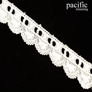 1 1/8" White Cotton Lace Trim: LAJL0472