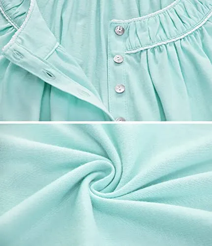 100% Cotton Nightgowns for Women Soft Ladies Gowns Sleepwear Long Sleeveless Nightgown Green XXL