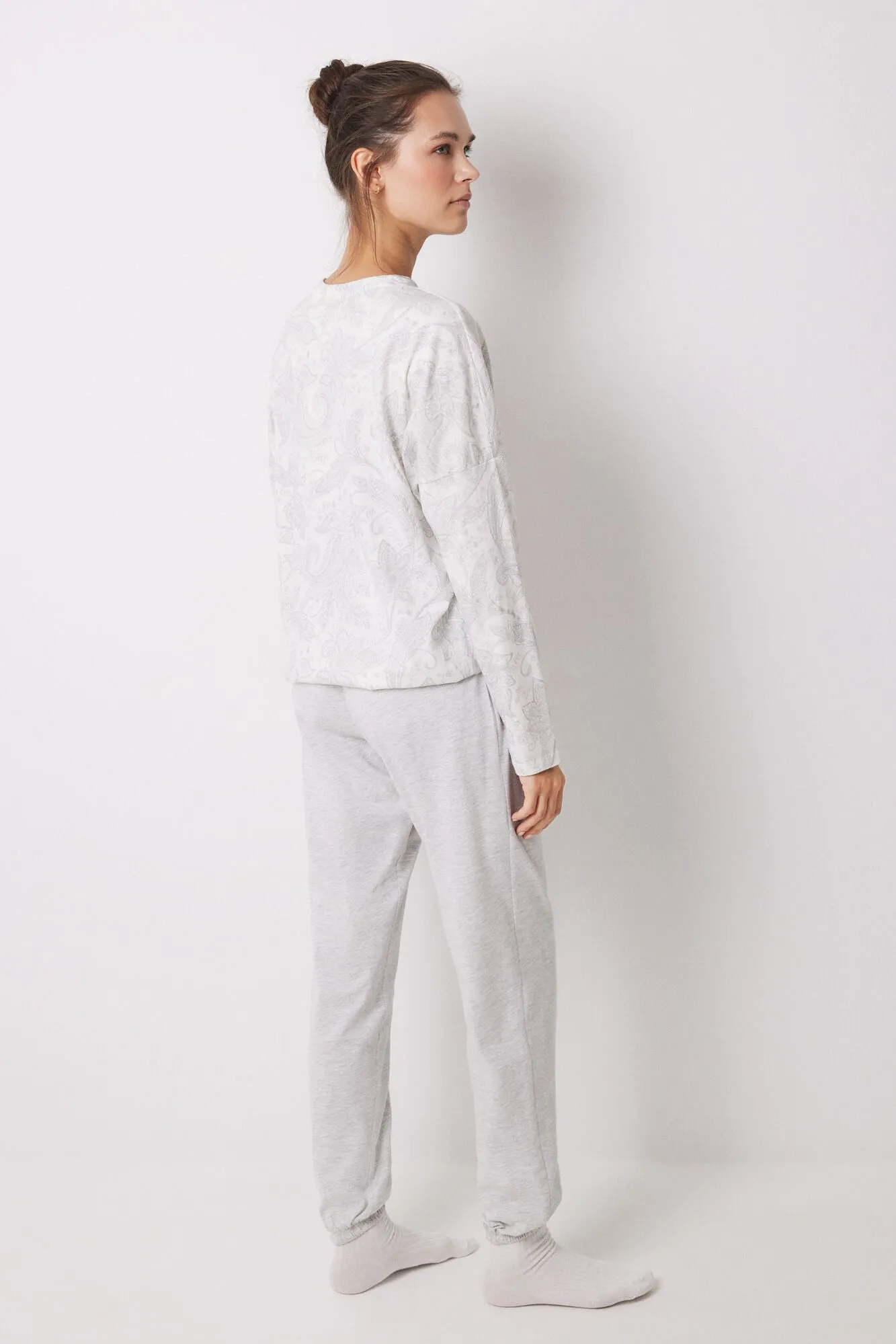 100% cotton paisley long pajamas