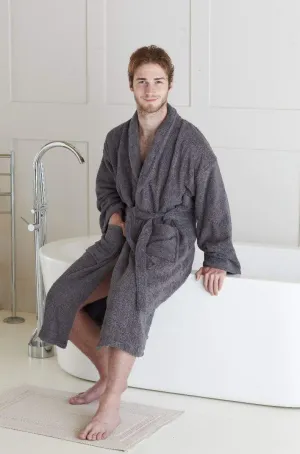 100% Egyptian Cotton Unisex Terry Toweling Dressing Gown (Charcoal)