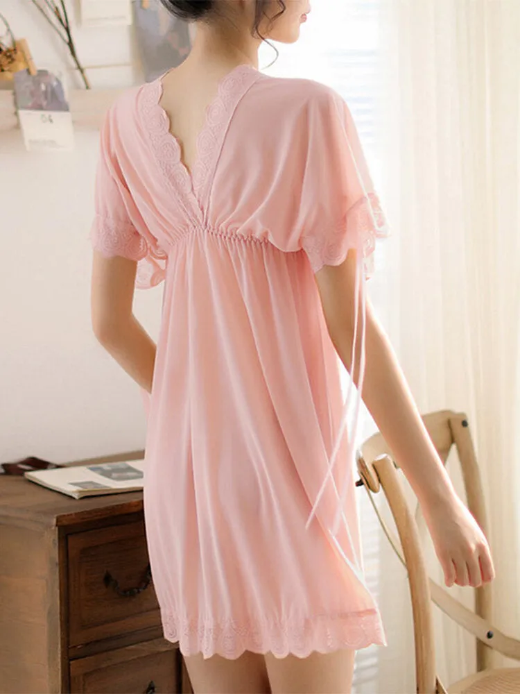 100% Polyester Solid Bohemian Leisure Nightgowns For Women