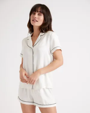 100% Washable Silk Pajama Top with Piping