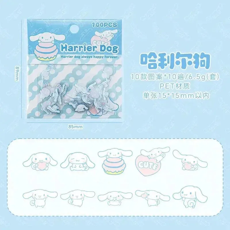 100pcs Sanrio Cartoon Sticker Pochacco Kuromi Melody Kitty Kawaii Stickers Student Stationery Supplies Birthday Gifts