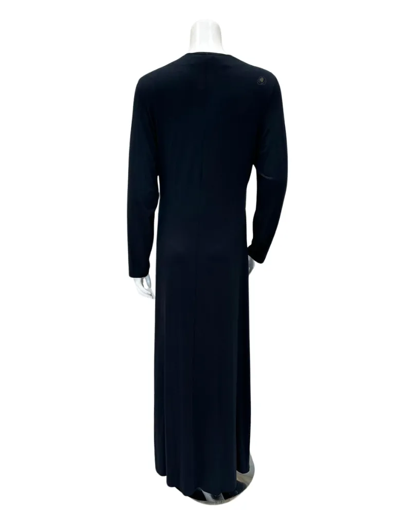 11904 Black Multicolor Topstitched Cotton Nursing Nightgown
