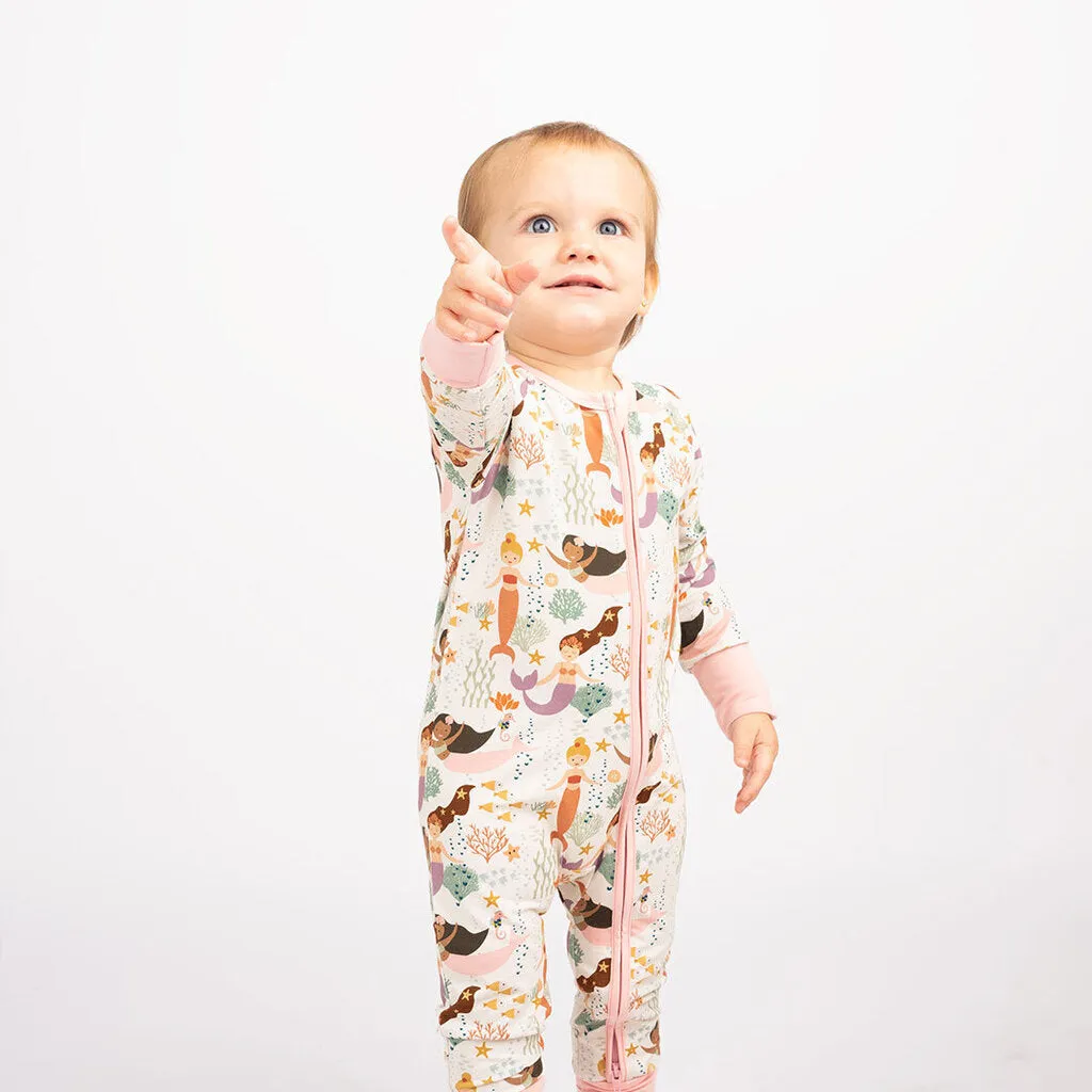 12-18 M Zip Up Mermaids Convertible Footie Pajamas