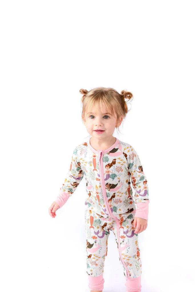 12-18 M Zip Up Mermaids Convertible Footie Pajamas