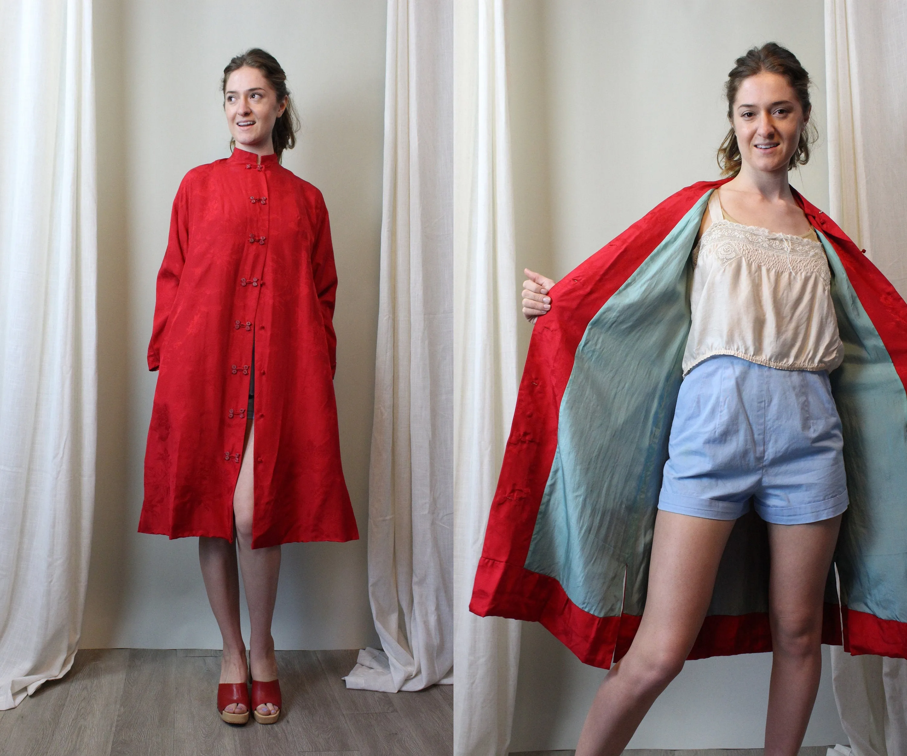 1930s asian SILK reversible robe medium | new spring