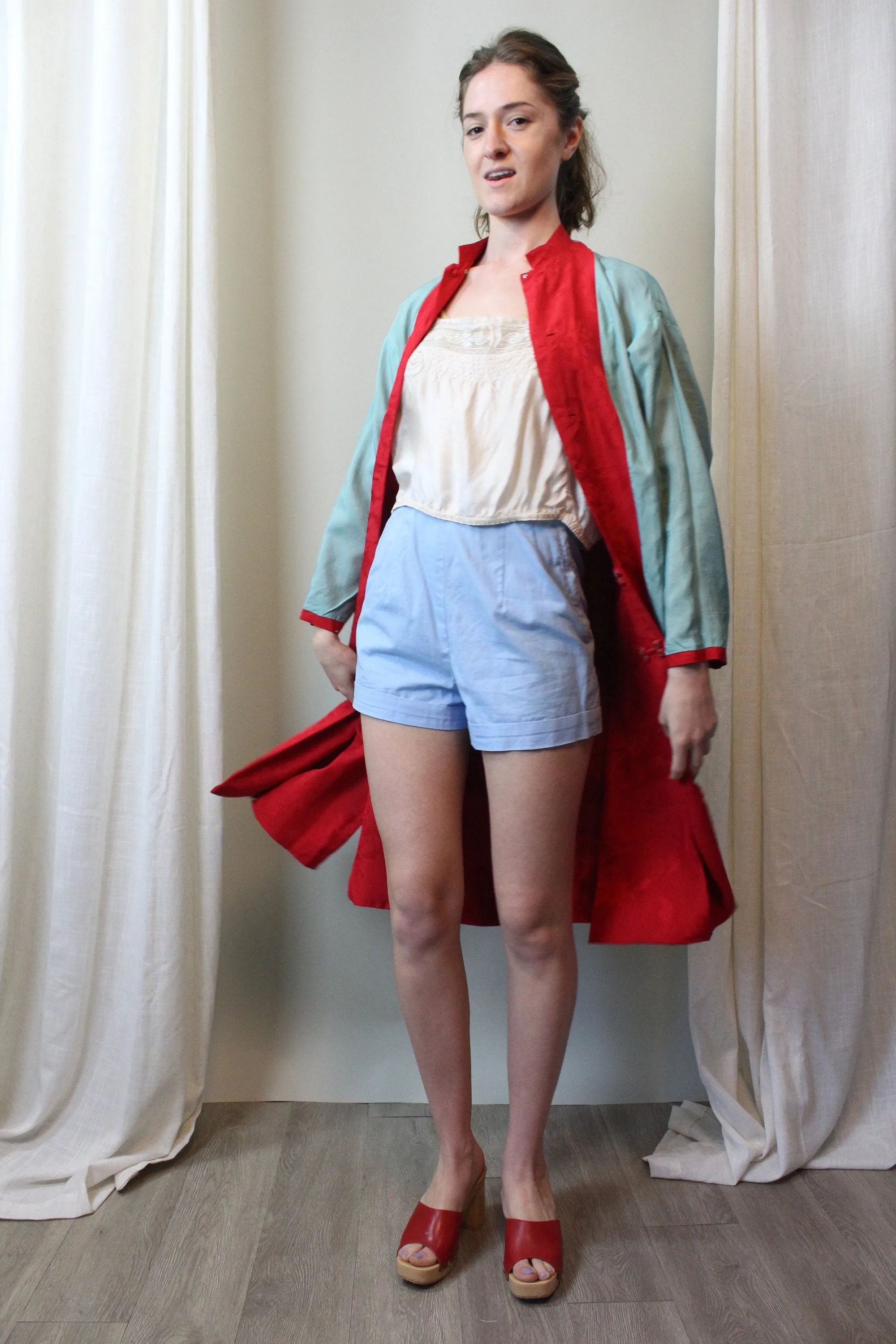 1930s asian SILK reversible robe medium | new spring