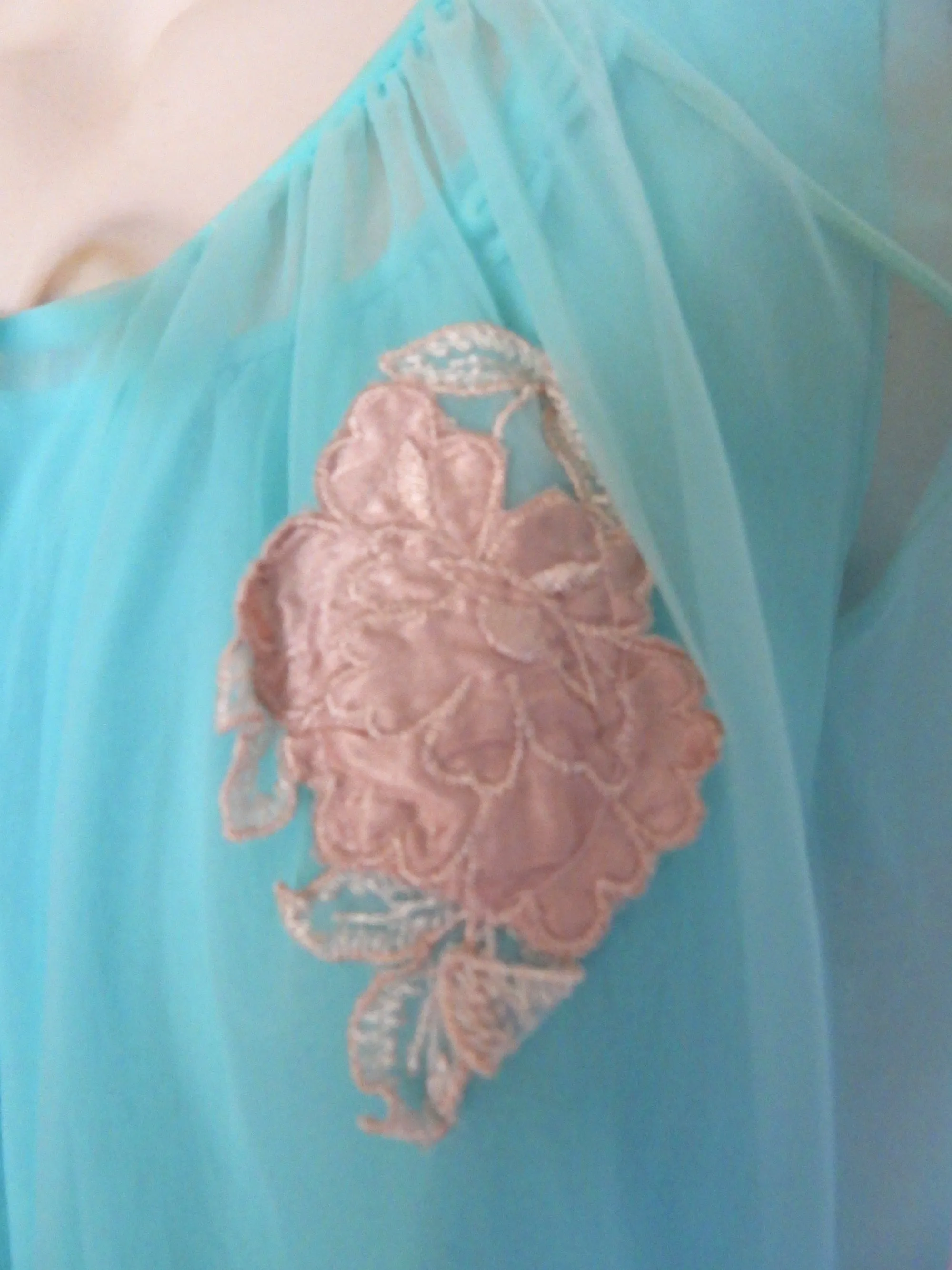 1960s Aqua Mini Gown and Robe Set - M