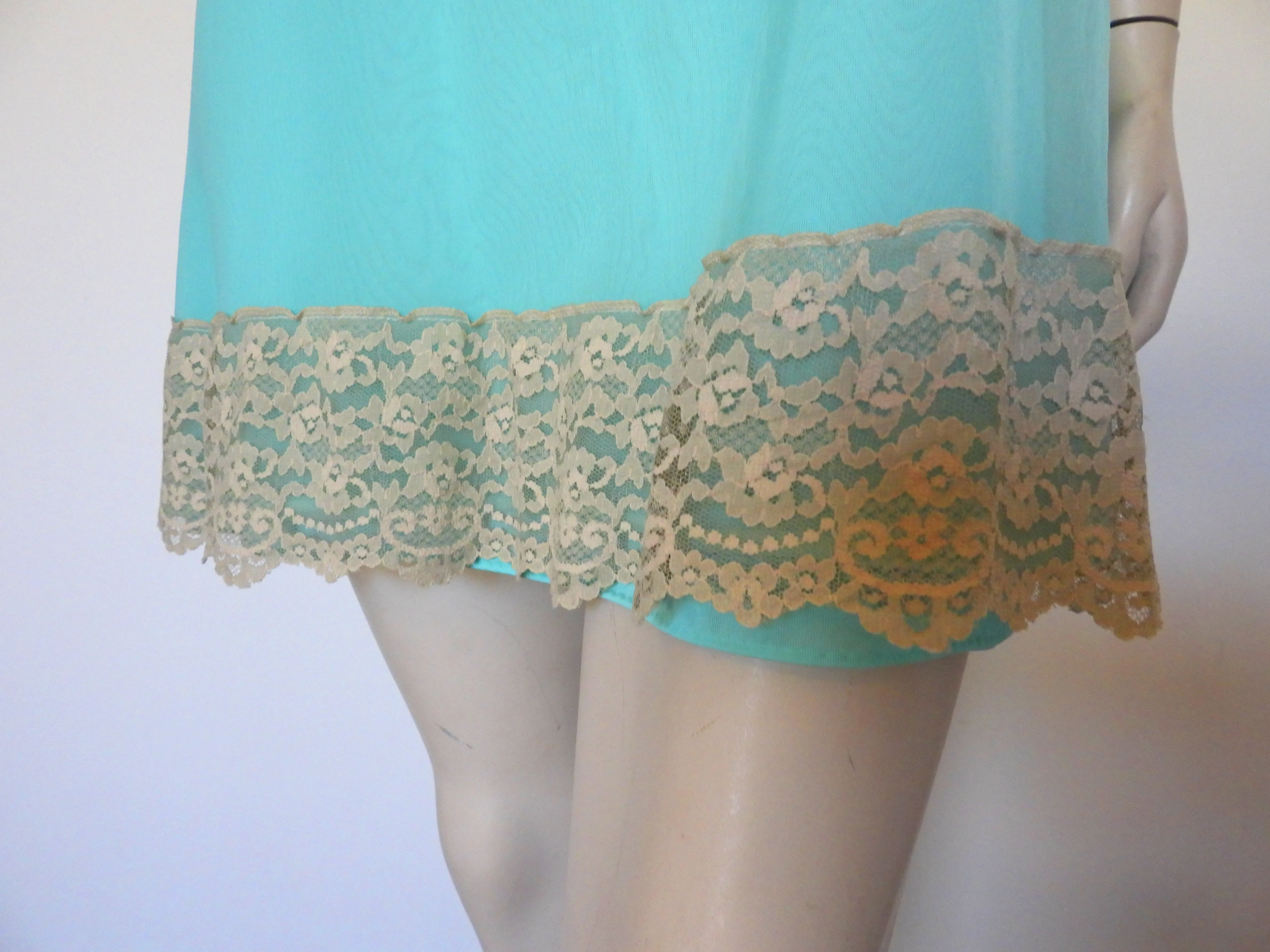 1960s Aqua Mini Gown and Robe Set - M