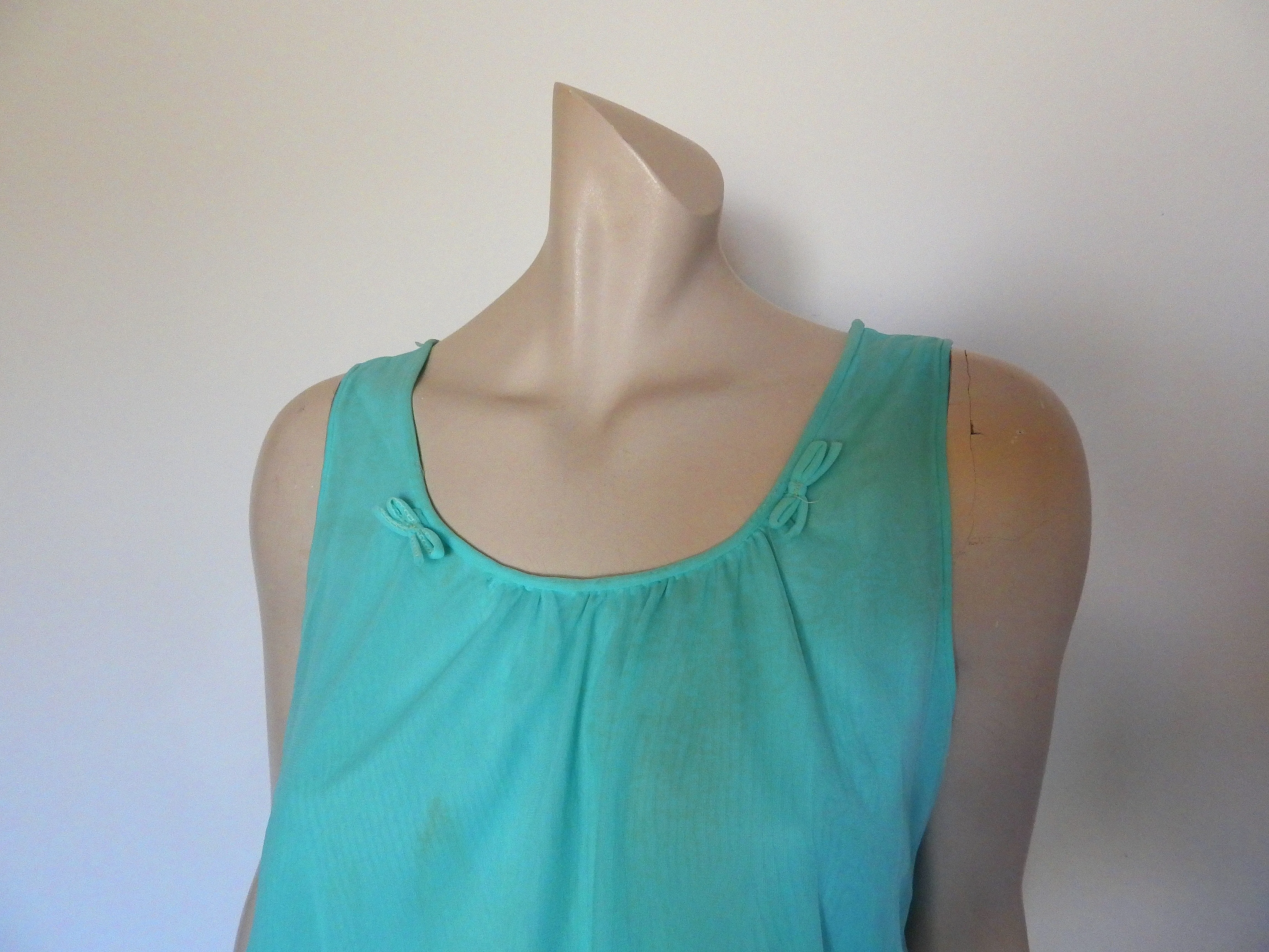 1960s Aqua Mini Gown and Robe Set - M