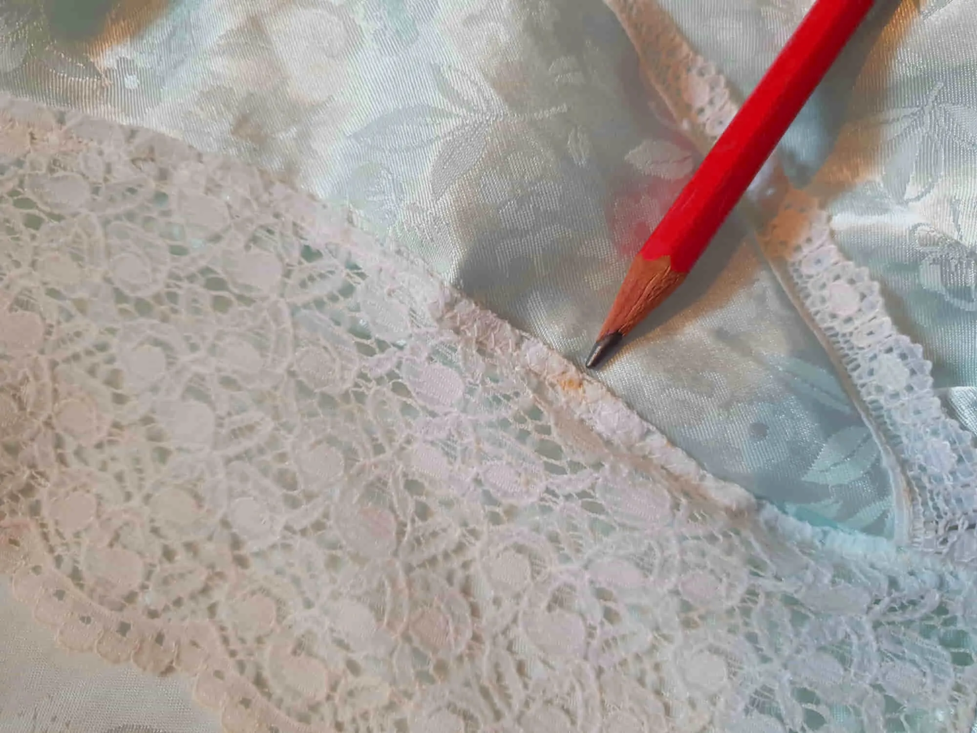1980s Aqua Satin Damask Nightgown by Diamond Cut