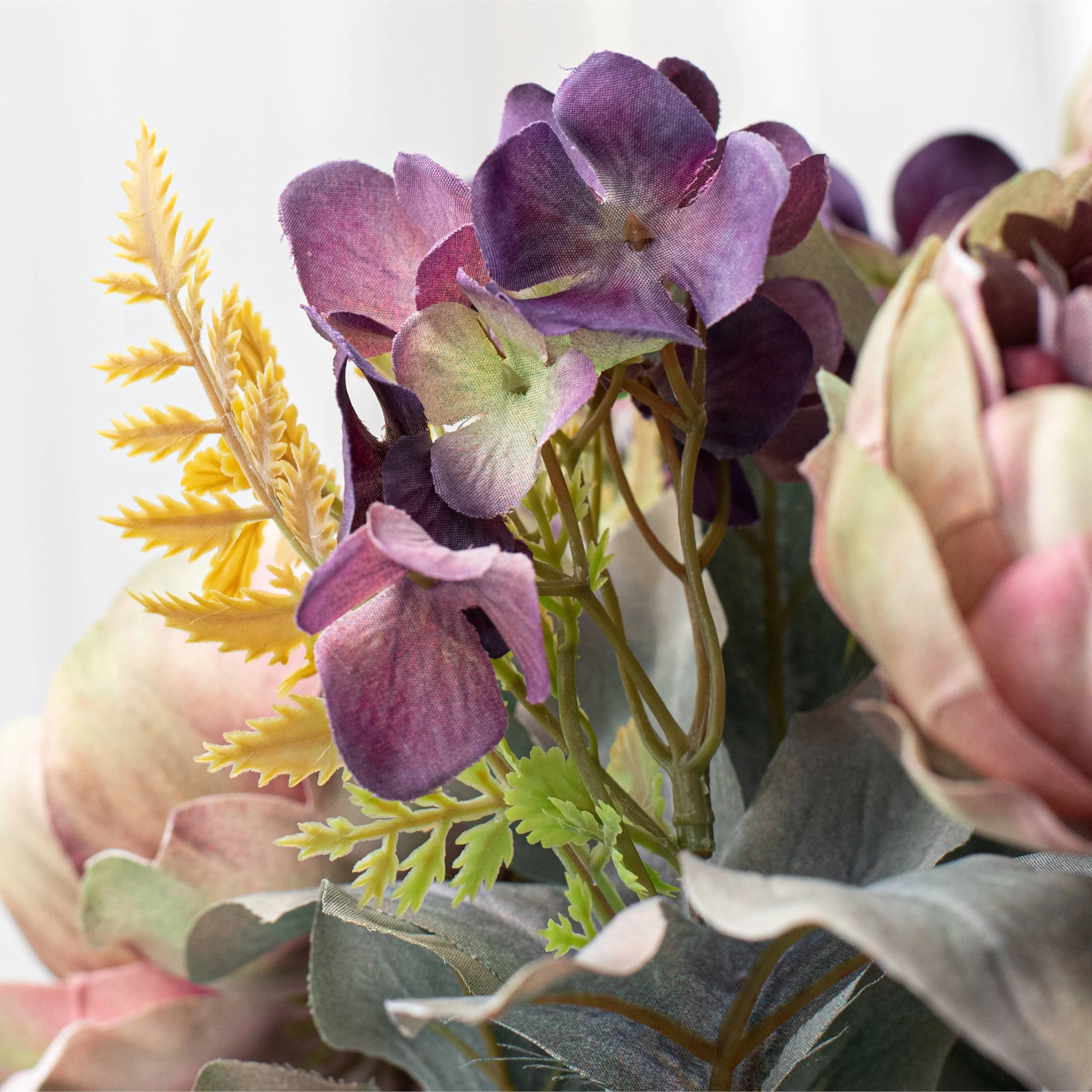 19" Peony & Hydrangea Bush: Mauve & Purple