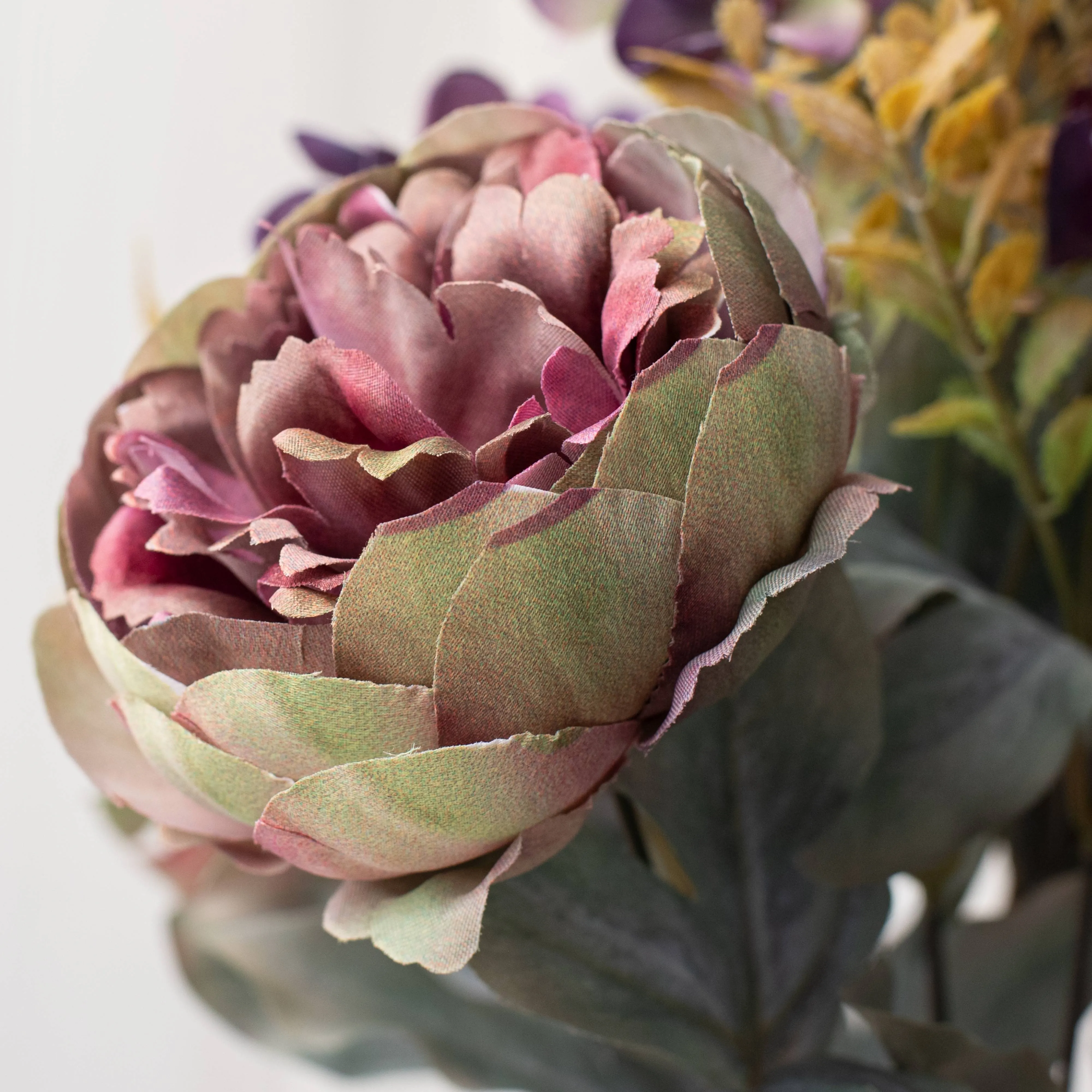 19" Peony & Hydrangea Bush: Mauve & Purple