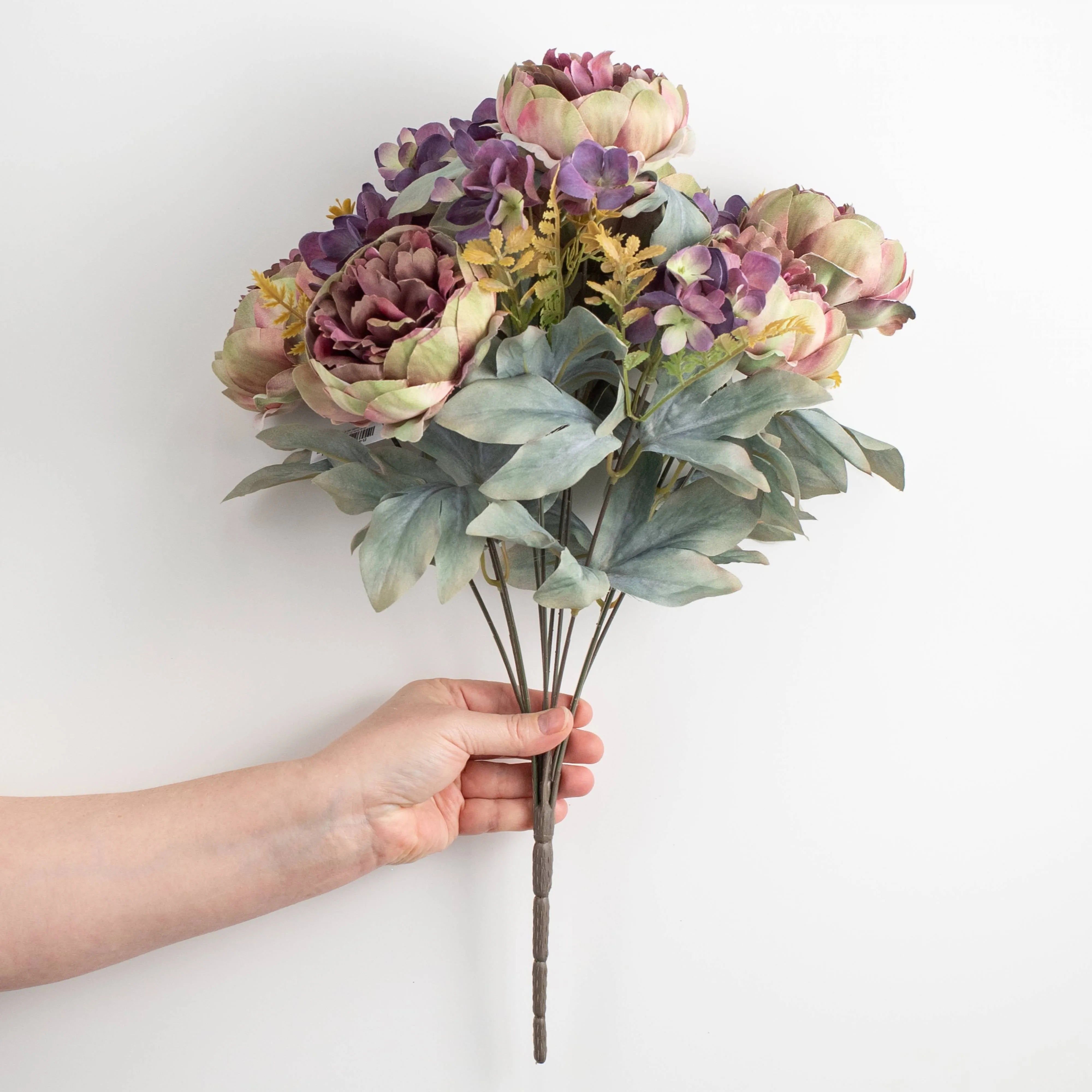19" Peony & Hydrangea Bush: Mauve & Purple