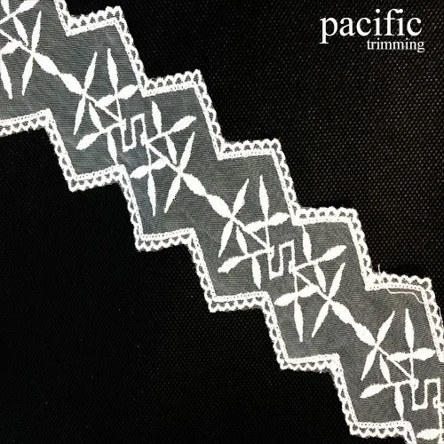 2 1/2" White Polyester Lace Trim: LA0X3961