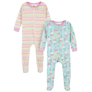 2-Pack Baby & Toddler Girls Ice Cream Dreams Snug Fit Footed Cotton Pajamas