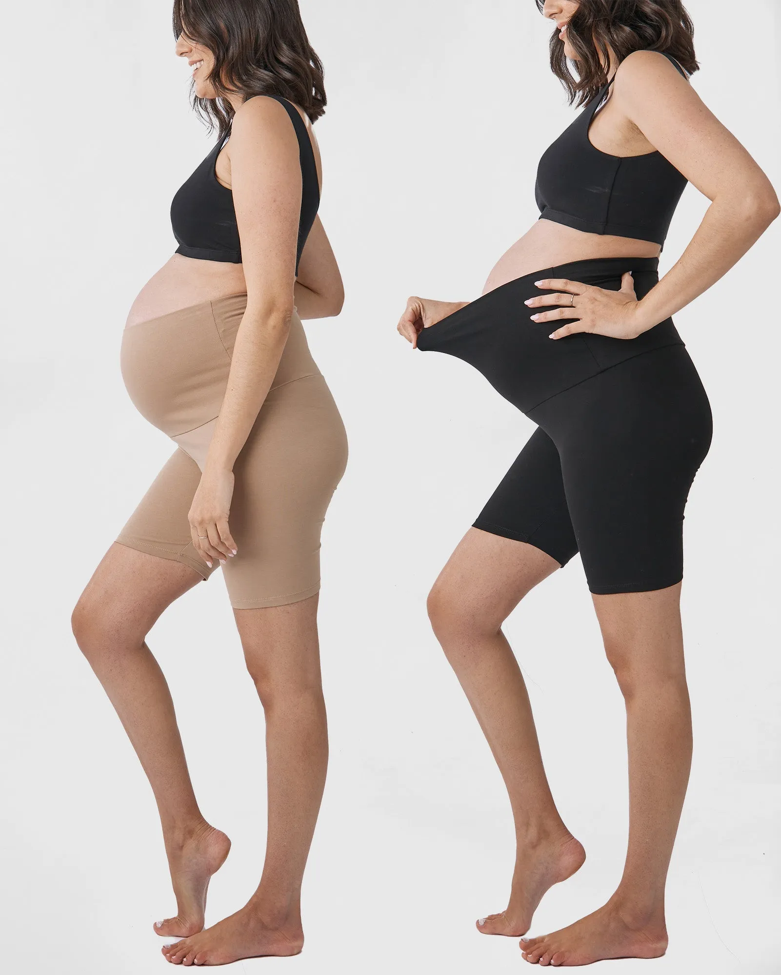 2-pack Maternity Comfort Shorts in Black/Nude