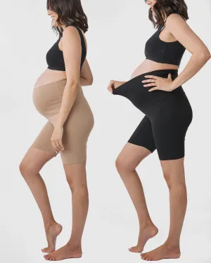 2-pack Maternity Comfort Shorts in Black/Nude