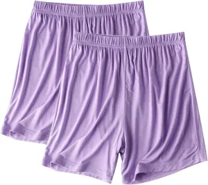 2-Pack Women's Soft Modal Pajama Shorts Casual Summer Thin Elastic Waist Pj Bottoms Loose Boxer Sleepwear Lounge Shorts
