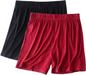 2-Pack Women's Soft Modal Pajama Shorts Casual Summer Thin Elastic Waist Pj Bottoms Loose Boxer Sleepwear Lounge Shorts
