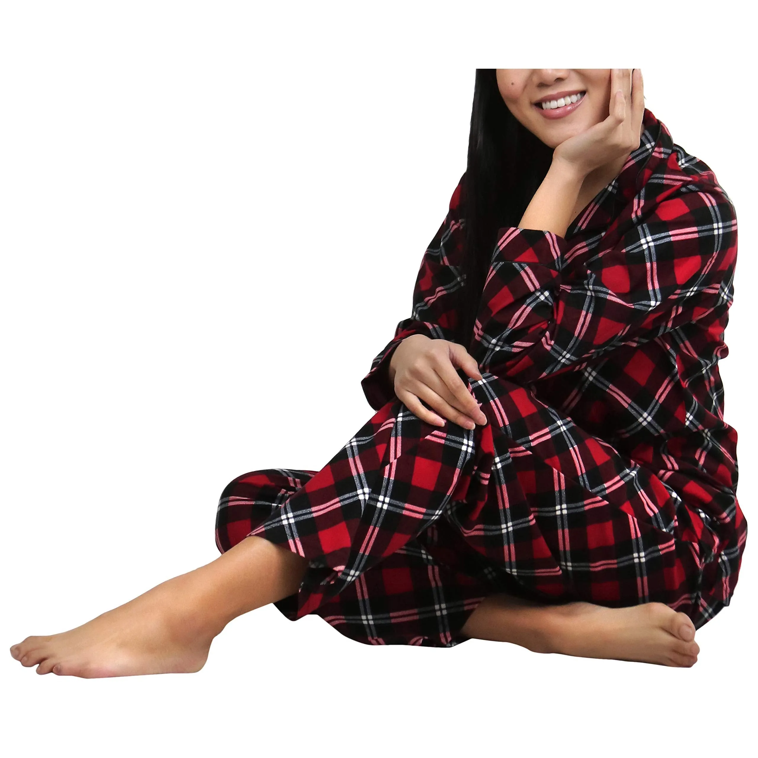 2-Piece Set: ToBeInStyle Women's Long Sleeve Button Down Top and Drawstring Bottom Pajama Set