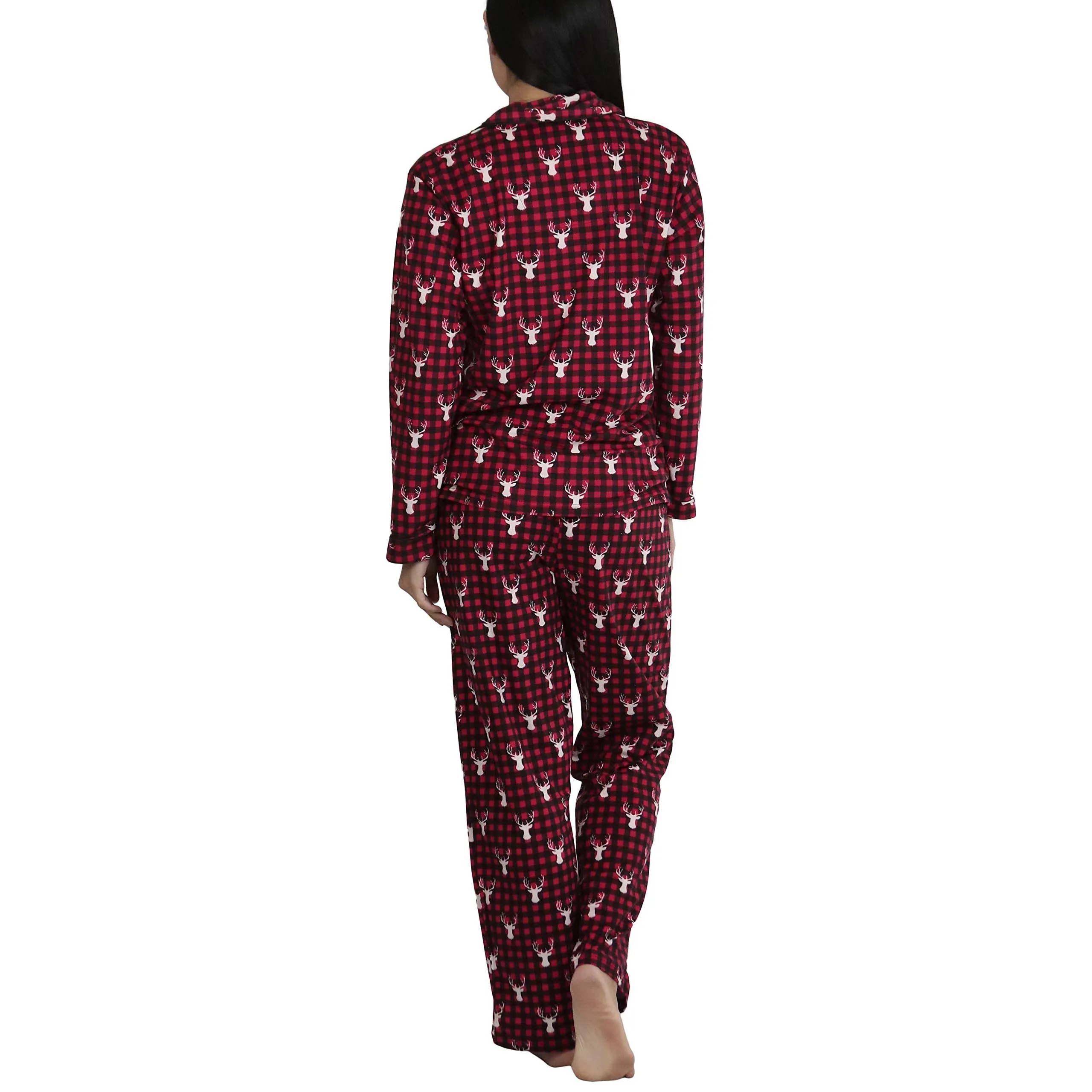 2-Piece Set: ToBeInStyle Women's Long Sleeve Button Down Top and Drawstring Bottom Pajama Set