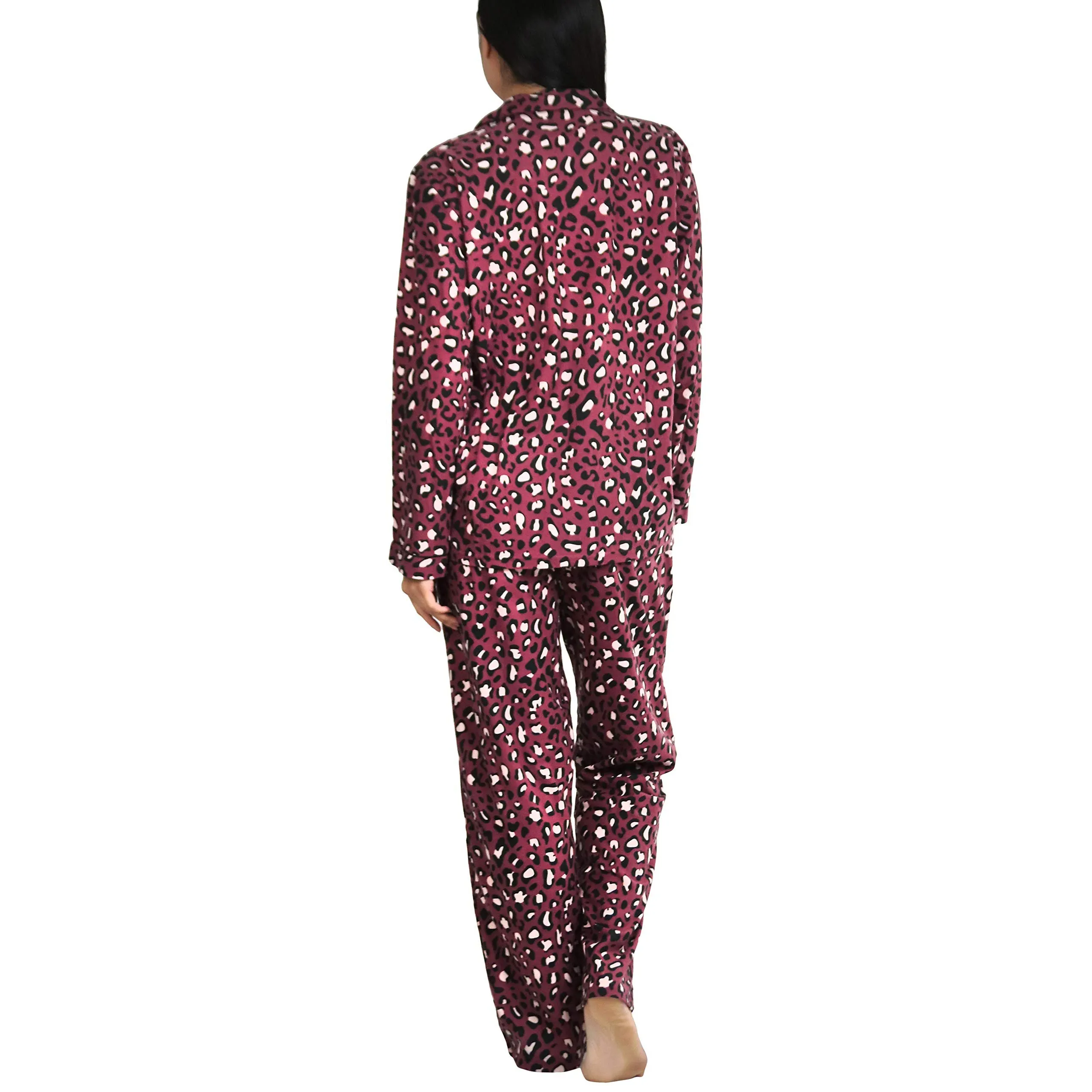 2-Piece Set: ToBeInStyle Women's Long Sleeve Button Down Top and Drawstring Bottom Pajama Set