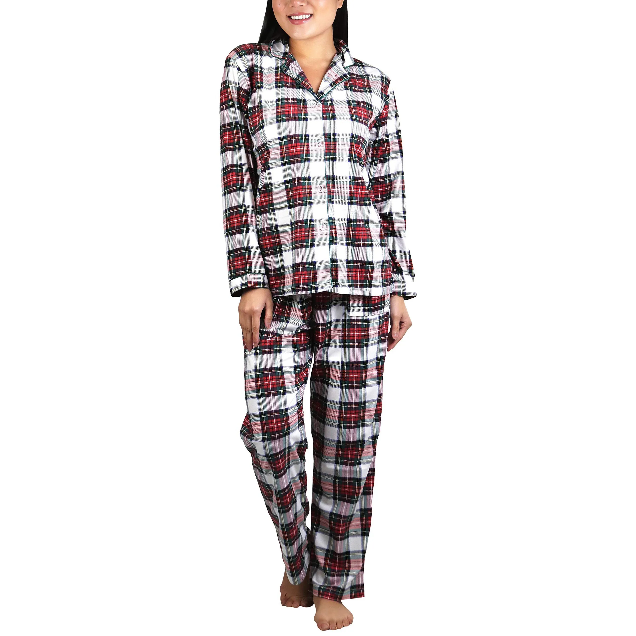 2-Piece Set: ToBeInStyle Women's Long Sleeve Button Down Top and Drawstring Bottom Pajama Set