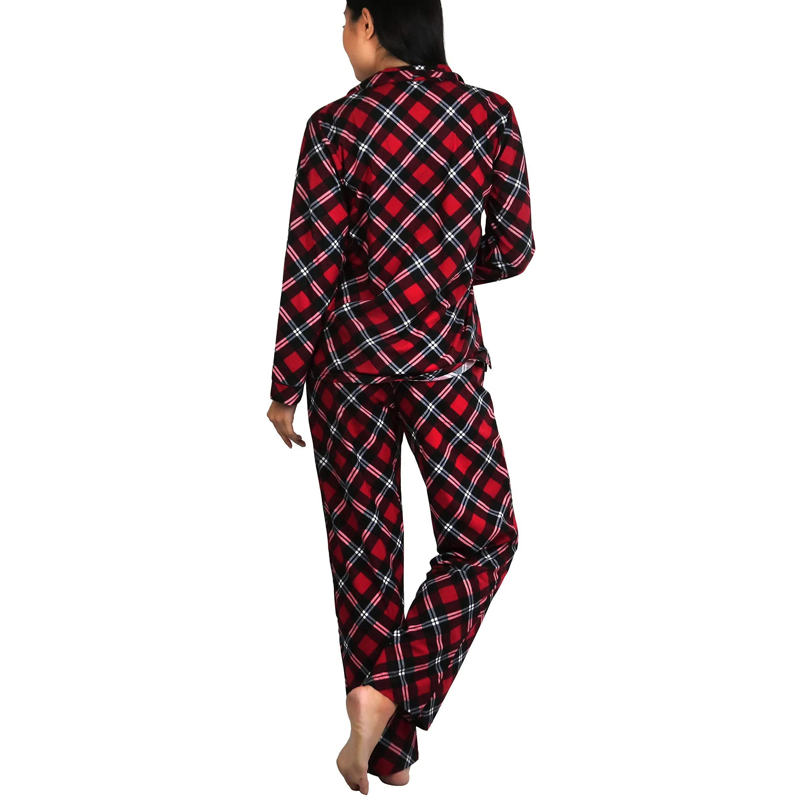 2-Piece Set: ToBeInStyle Women's Long Sleeve Button Down Top and Drawstring Bottom Pajama Set