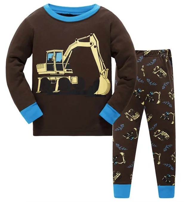 2018 new design 100% cotton high quality boys green dinosaur pajamas pyjama kids girl flower pajamas baby clothing set