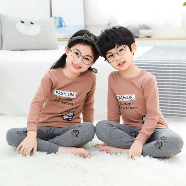 2021  Kids Boy Girls Clothing Pajamas Set 100% Cotton Children Sleepwear 2 Pieces Cartoon Tops Pants Toddler Clothes Pyjamas Kids