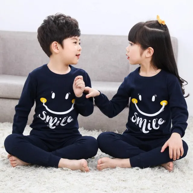 2021  Kids Boy Girls Clothing Pajamas Set 100% Cotton Children Sleepwear 2 Pieces Cartoon Tops Pants Toddler Clothes Pyjamas Kids