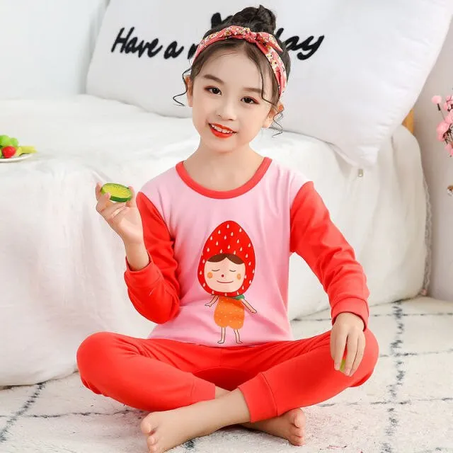 2021  Kids Boy Girls Clothing Pajamas Set 100% Cotton Children Sleepwear 2 Pieces Cartoon Tops Pants Toddler Clothes Pyjamas Kids
