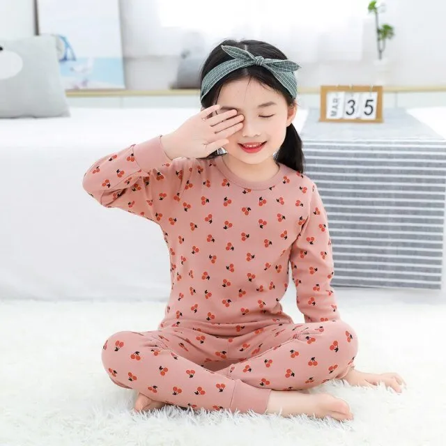 2021  Kids Boy Girls Clothing Pajamas Set 100% Cotton Children Sleepwear 2 Pieces Cartoon Tops Pants Toddler Clothes Pyjamas Kids