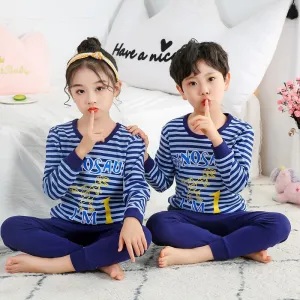 2021  Kids Boy Girls Clothing Pajamas Set 100% Cotton Children Sleepwear 2 Pieces Cartoon Tops Pants Toddler Clothes Pyjamas Kids