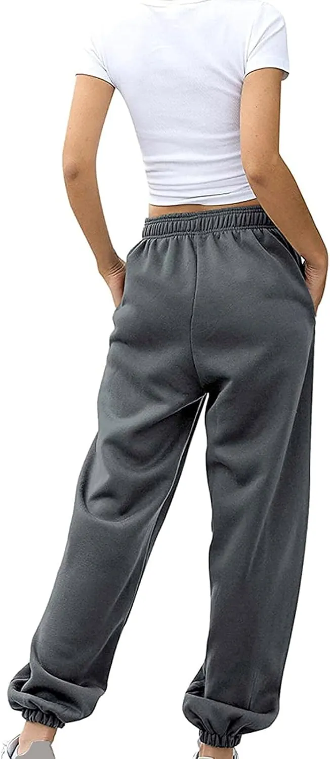 2023 Sweatpants for Women Trendy Plaid High Waist Wide Leg Pants Work Casual Loose Fit Fall Fleece Lounge Joggers…