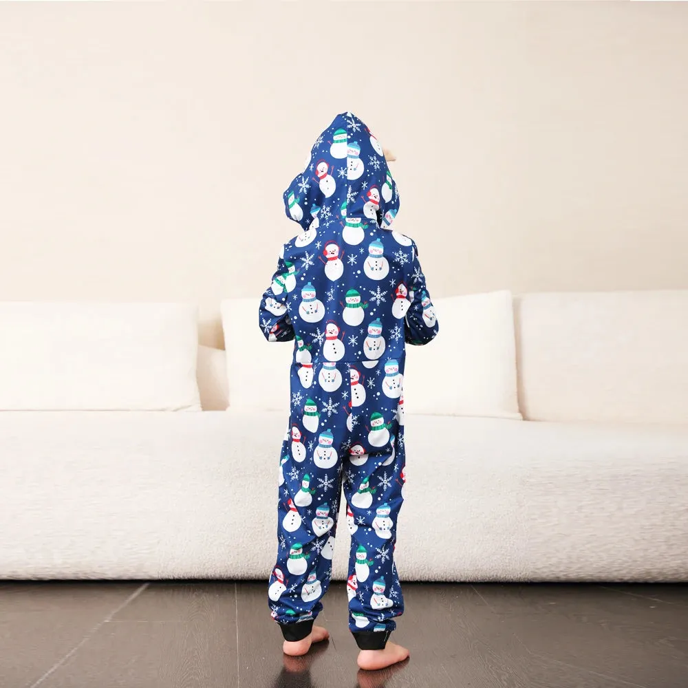2023 Winter Christmas Pajamas for Family Adults Kids Matching Clothes Snowman Print Cute Soft Sleepwear Warm Thick Romper Pyjama