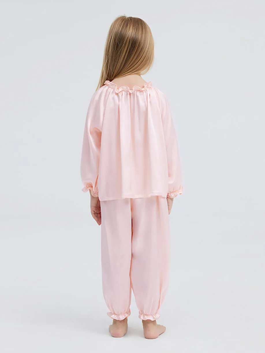 22 Momme Girls Pullover Long Silk Pajama Sets