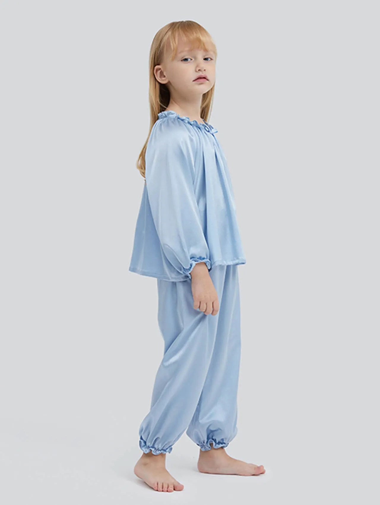 22 Momme Girls Pullover Long Silk Pajama Sets