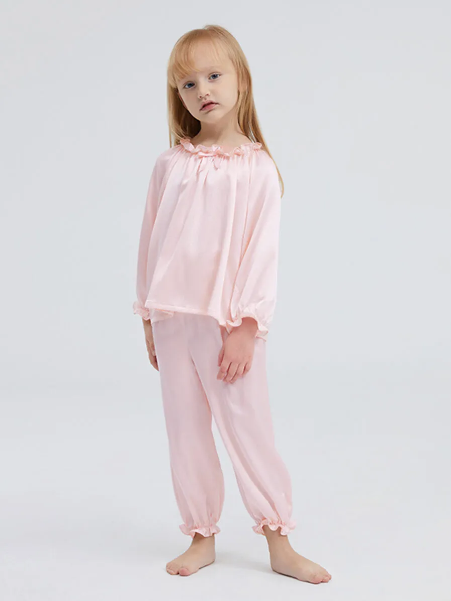 22 Momme Girls Pullover Long Silk Pajama Sets
