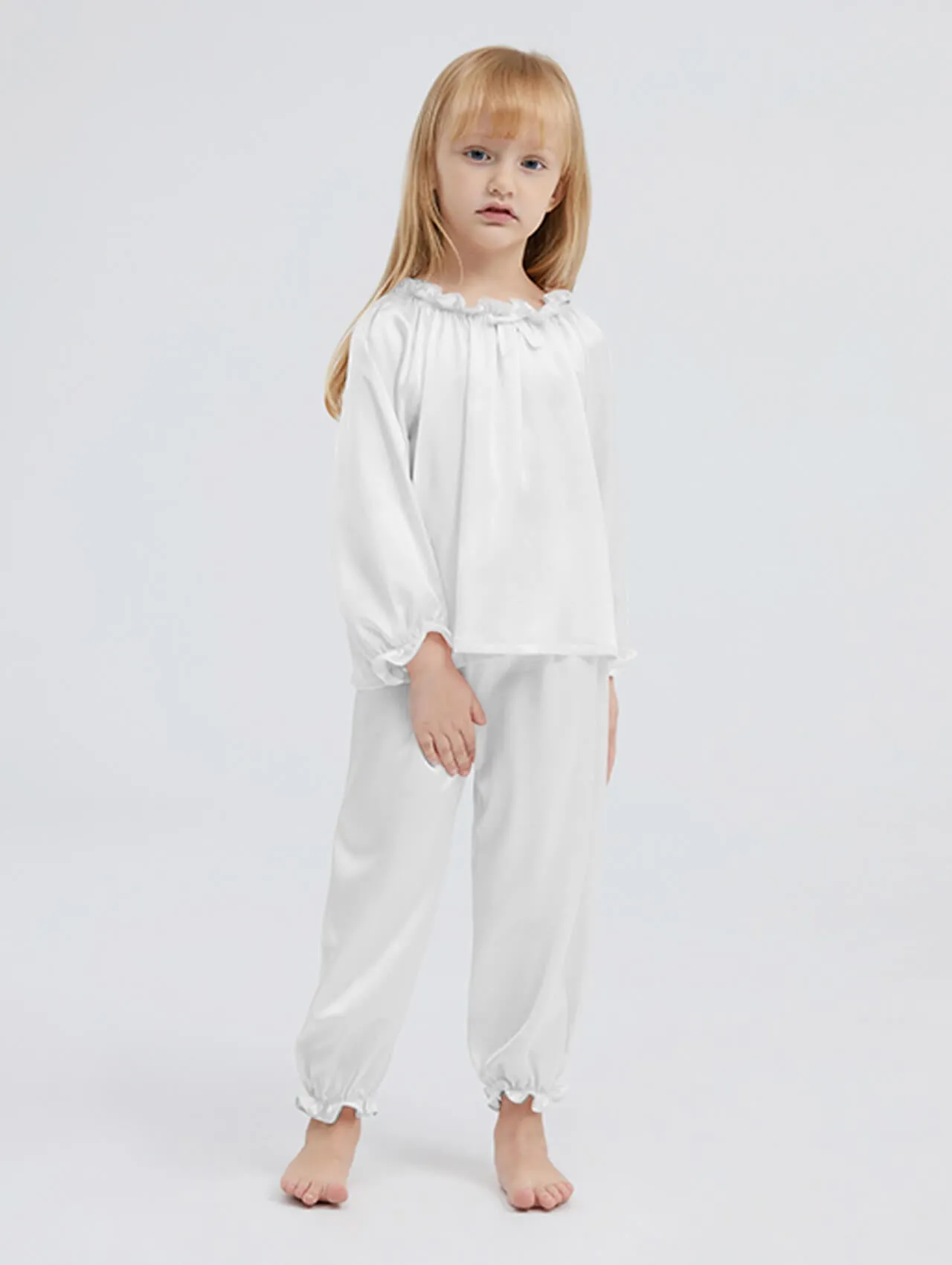 22 Momme Girls Pullover Long Silk Pajama Sets