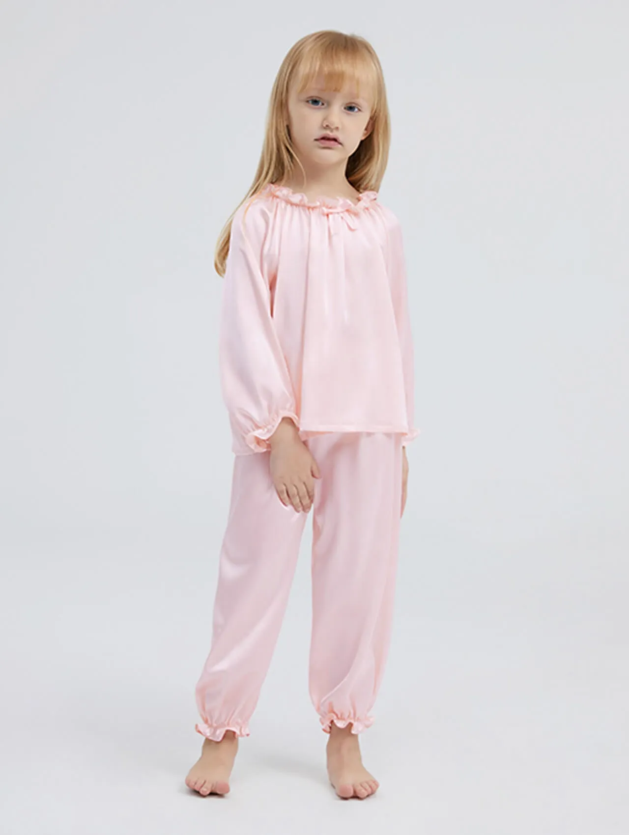 22 Momme Girls Pullover Long Silk Pajama Sets