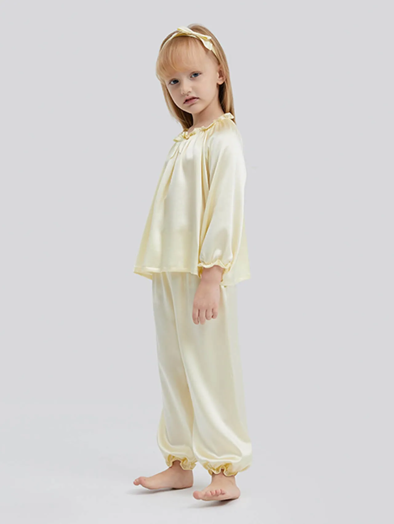 22 Momme Girls Pullover Long Silk Pajama Sets
