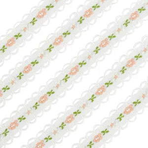 22Yards Embroidery Flower Trim1/2(12mm) Polyester Lace Trim Ribbons(Antique White) for Sewing, Craft Decoration,Wedding, or Home Decor Embellishmen